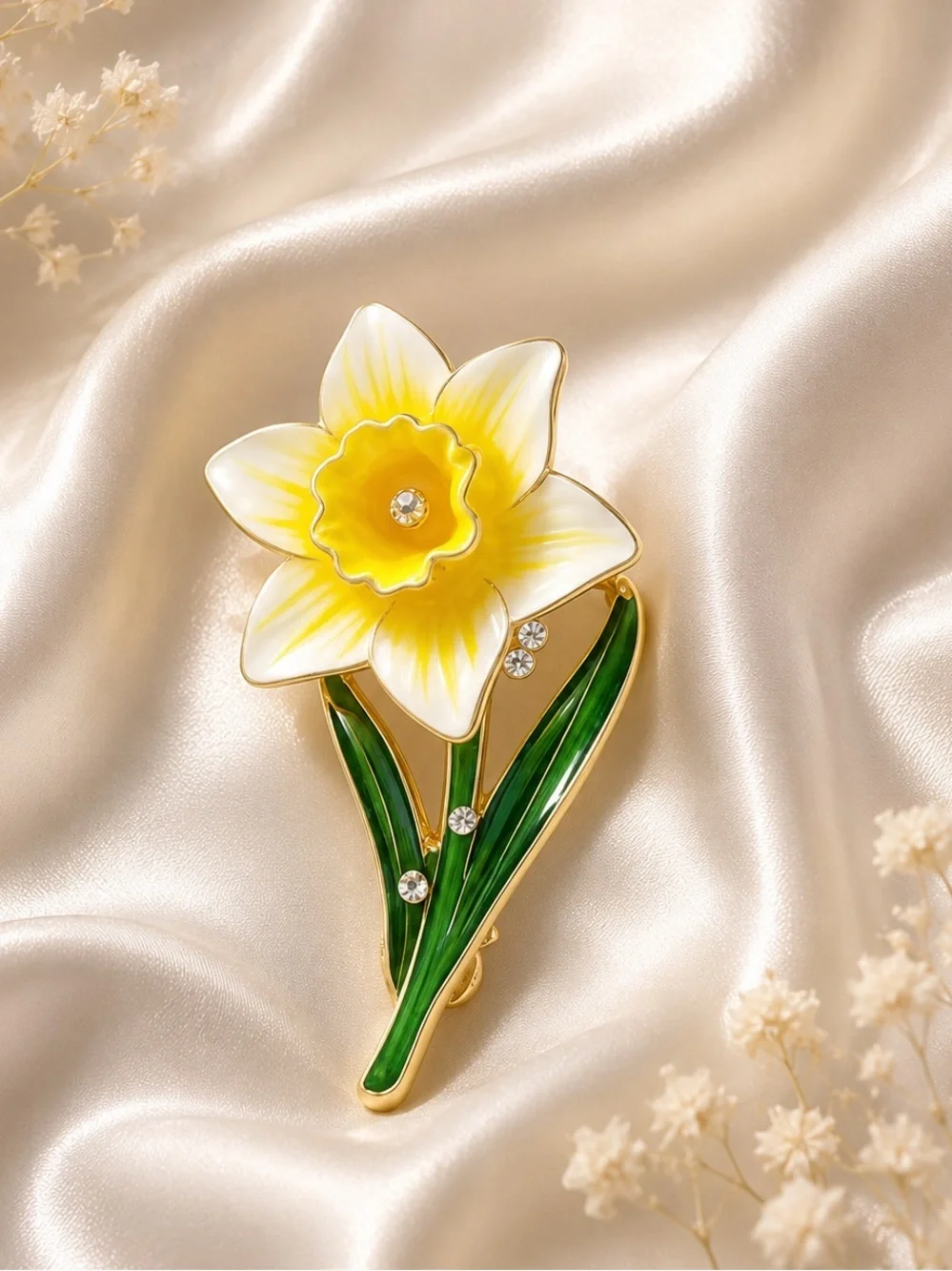 Daffodil Flower Gold Brooch
